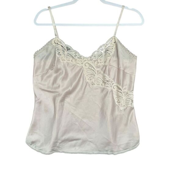 Tops - Vintage Union Made Satin Lace Cami Top Women's M Blush Pink Made In The USA